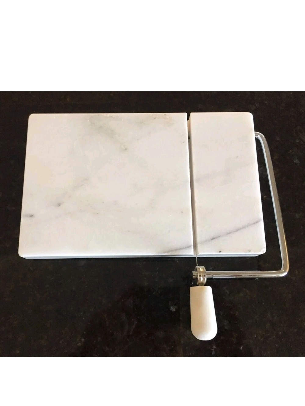 KitchenAid White Marble Cheese Slicer with Metal Wire and White Handle
